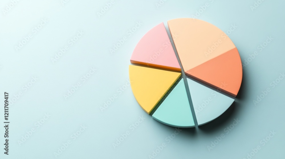 Aufkleber a minimalistic pie chart with pastel-colored slices representing different budget categories, displa