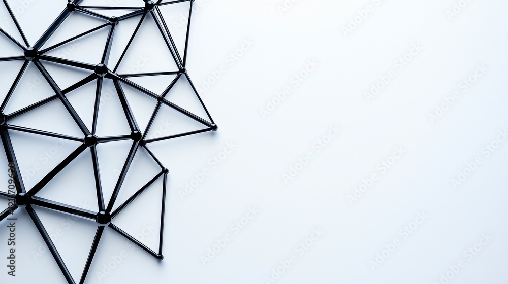 Aufkleber abstract geometric composition of interconnected black triangles on white background