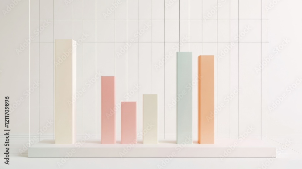 Leinwandbilder a minimalist financial bar graph with pastel-colored bars, showing quarterly revenue, displayed on a