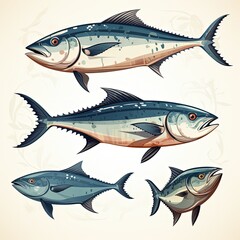 Simple Tuna Illustration Isolated on a Clean White Background