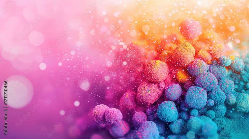 Poster rainbow holi concept. vibrant abstract design with colorful textures and soft glowing elements for c
