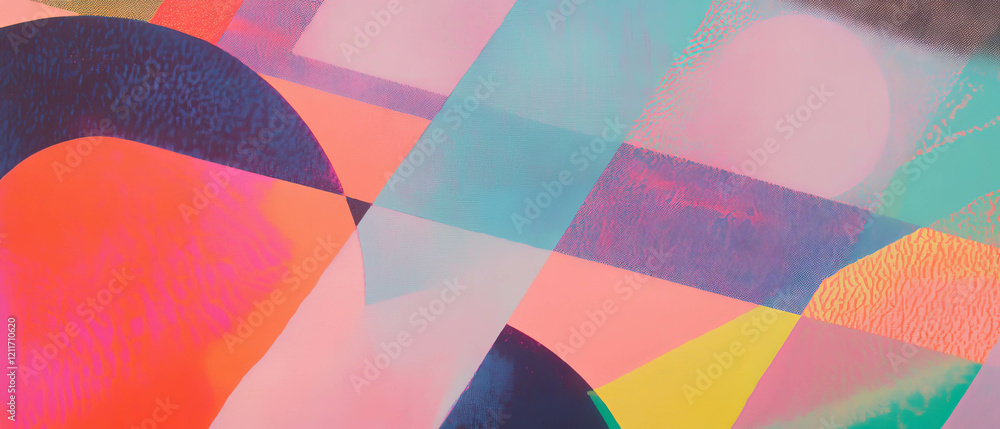 Leinwandbilder Vibrant geometric grids with overlapping shapes create a captivating visual experience