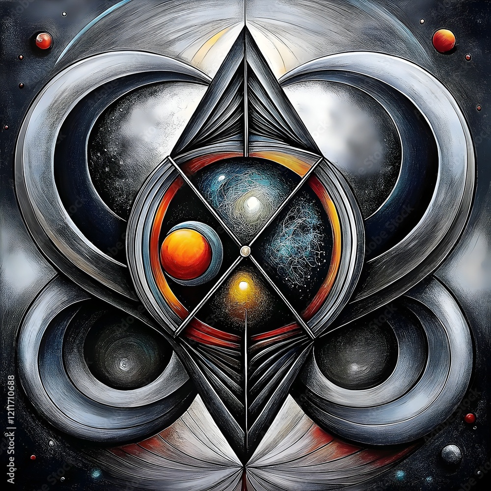 Poster cosmic harmony celestial patterns solar systems abstract artistic design