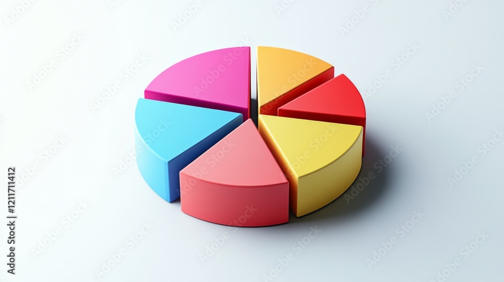 Poster A multi-colored D pie chart in a minimalist style, with sections slightly lifted to show the data split, presented on a clean, white background.