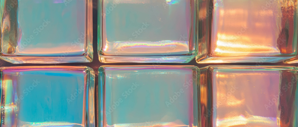 Poster colorful glass blocks enhance visual texture in architectural design