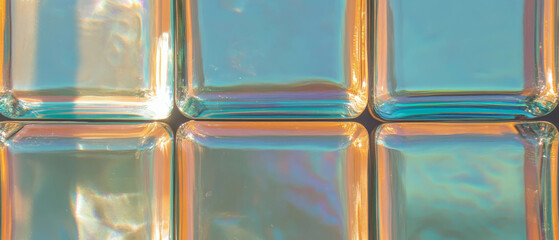 Colorful textured glass blocks creating an attractive decorative surface display