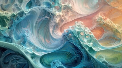 Abstract Whimsical Ocean Dreamscape: A Digital Art Masterpiece
