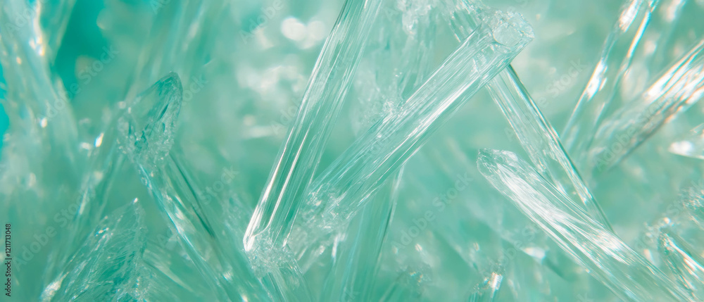 Poster close-up view of flexible glass fibers showcasing intricate texture and delicate strands