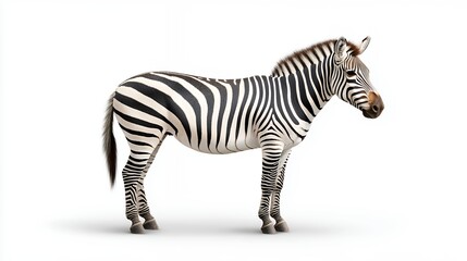 Fototapeta premium Graceful zebra standing in profile with striking black and white stripes against a clean background