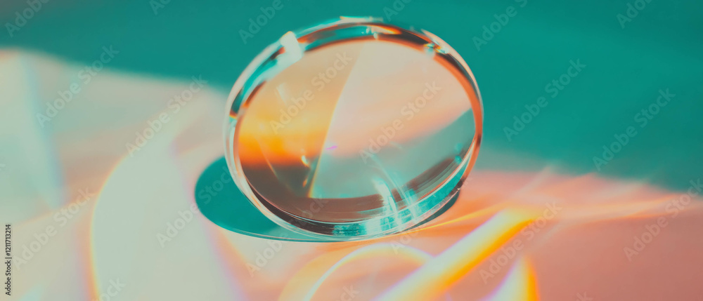 Poster Exploring the intricate texture and magnifying effect of glass lenses on a smooth surface