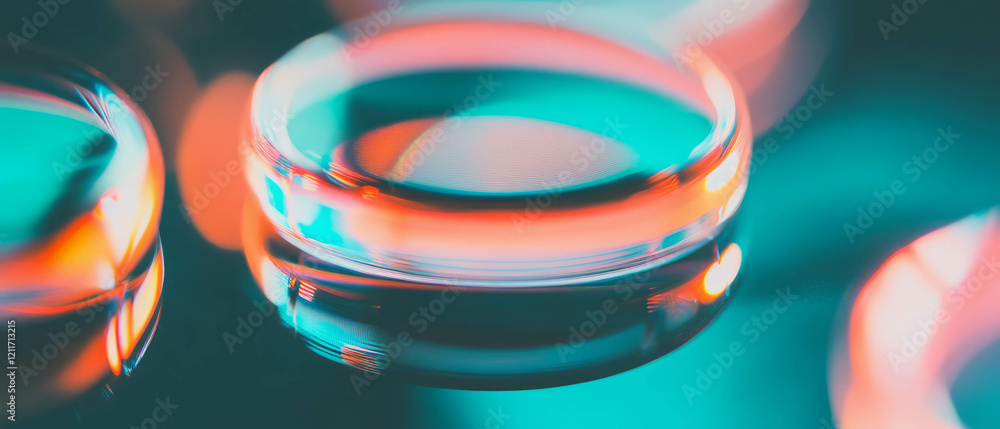 Poster exploration of glass lens texture with smooth surface and magnification at play