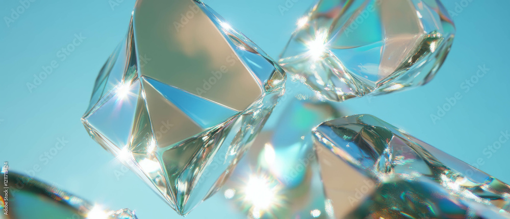 Poster reflective glass textures showcasing smooth edges and light interactions in nature