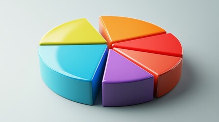 Obraz premium A professional pie chart depicting monthly expense distribution, with bright segments for categories like rent, groceries, and entertainment, set against a simple gray background.