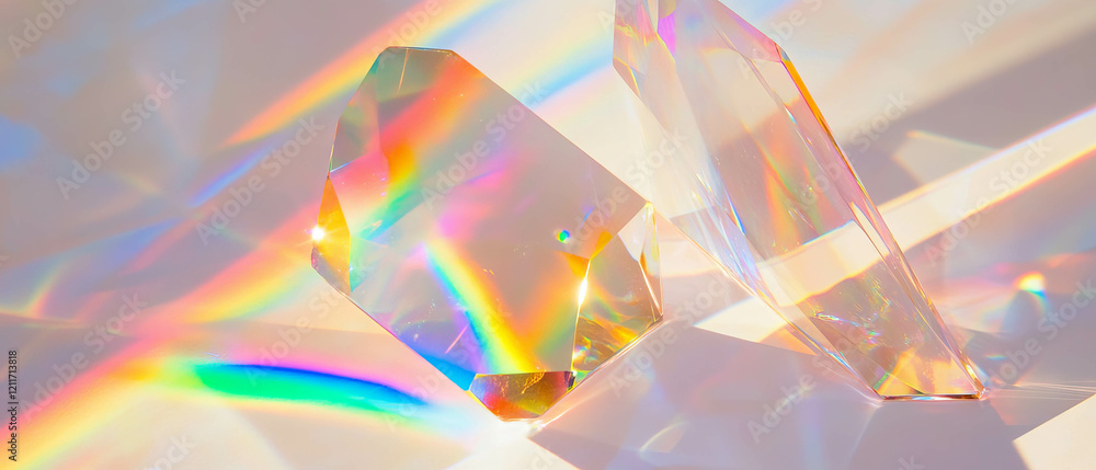 Aufkleber exploring the beauty of glass prisms with rainbow refractions on a smooth surface