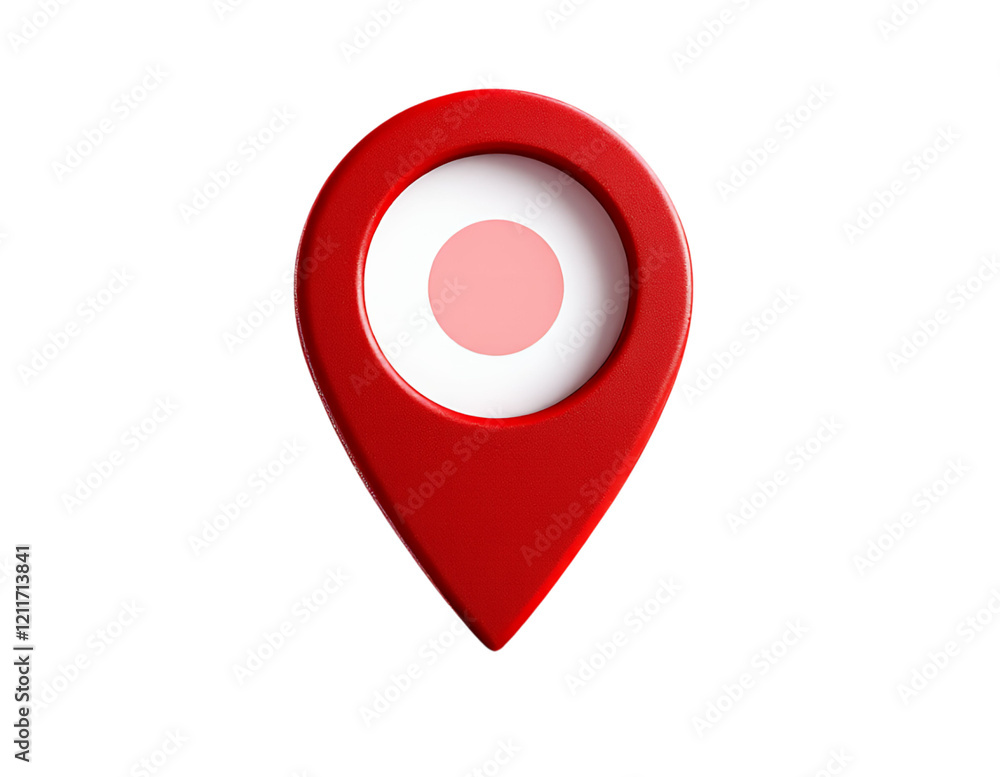 Poster red 3d location pin map pointer icon design