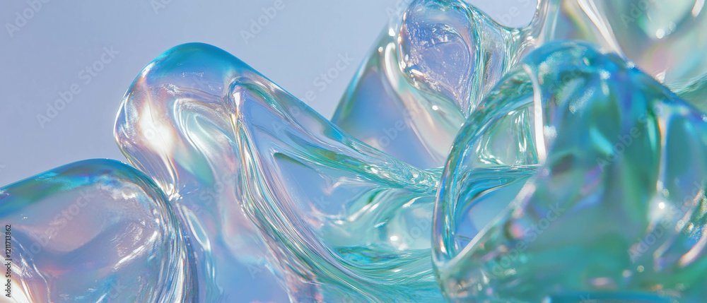 Poster exploration of vibrant glass sculptures showcasing smooth curves and abstract forms