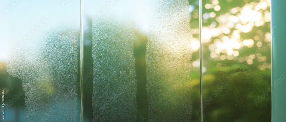 Poster Textures of glass windows reflecting soft light in varied shapes and forms