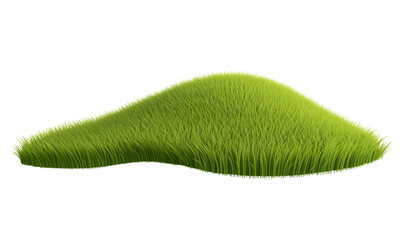 Lush green grass hill, isolated, 3D render, nature background, game asset
