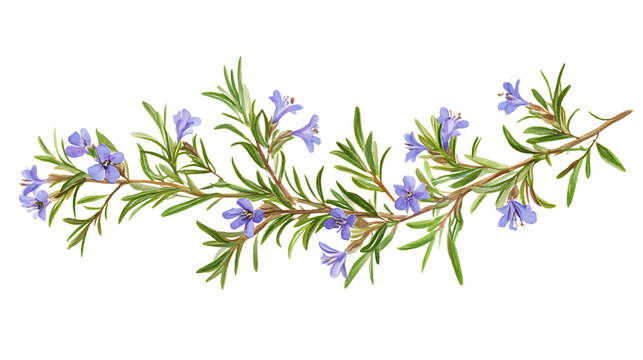 Fototapeta Rosemary branch with flowers isolated on white background