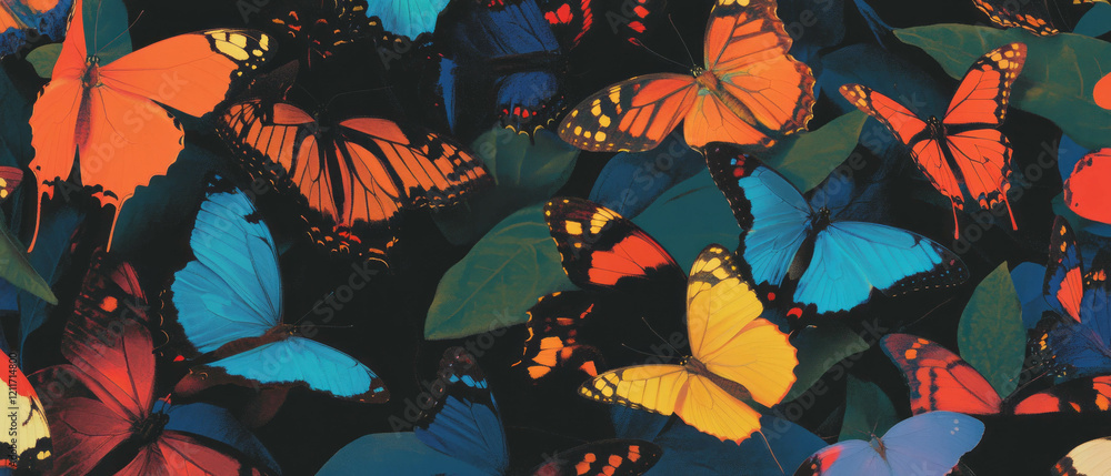 Poster vibrant patterns and textures of graceful butterflies in a colorful display of nature