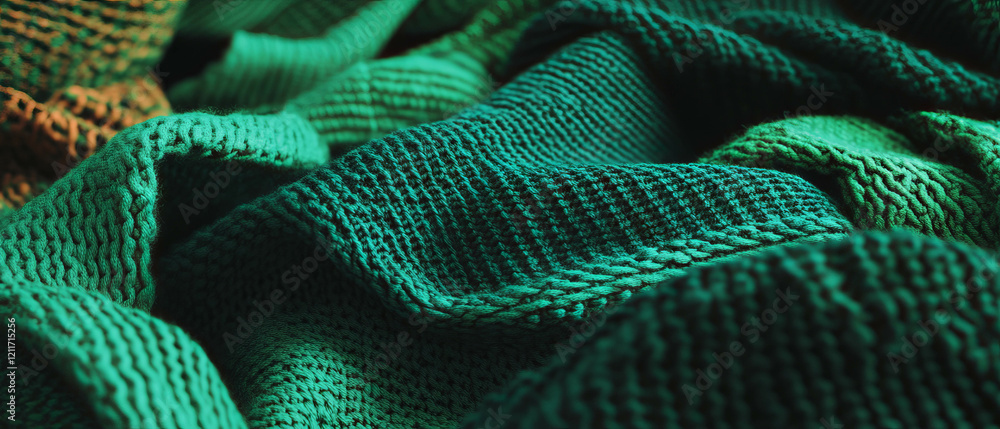 Poster varied textures of green fabric showcase intricate woven patterns and rich colors