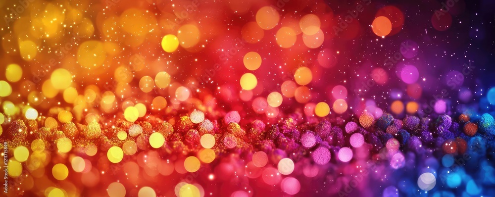 Poster rainbow holi concept. vibrant abstract background with colorful bokeh lights for creative projects.