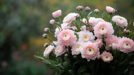 A bouquet of pink flowers with green stems