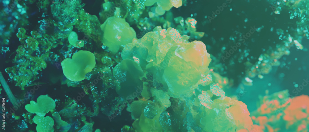 Poster exploring the vibrant textures of green vegetables in a natural setting