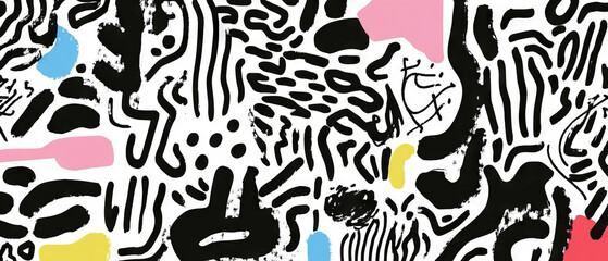 Hand-drawn abstract patterns showcase creativity with varied shapes and lines