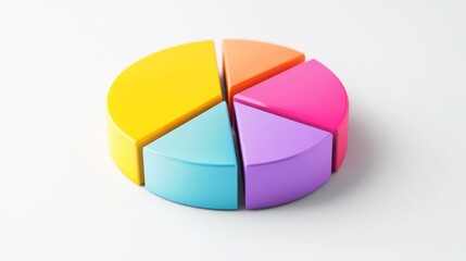 Obraz premium A simple, clear pie chart illustrating household financial planning, with different categories for savings, bills, and leisure, presented on a clean white surface.