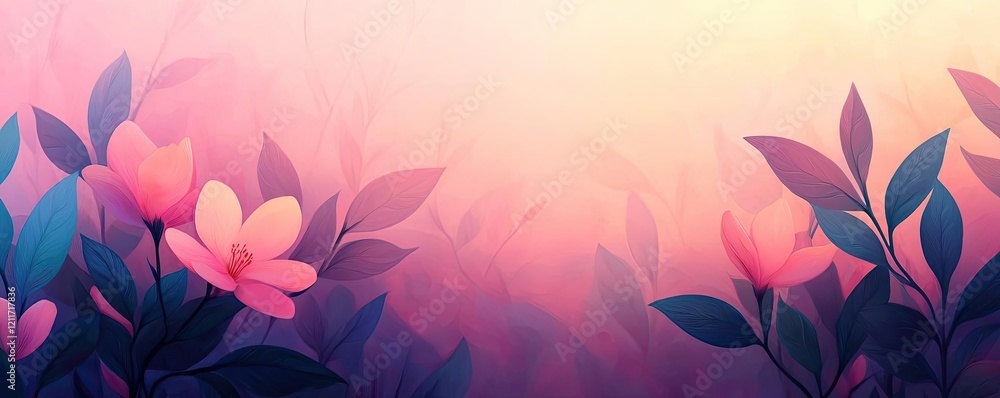 Poster pastel spring idea. a serene floral background with soft colors and gentle light, perfect for creati