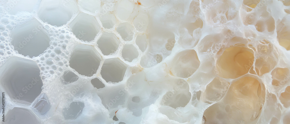 Leinwandbilder explore the intricate texture of honeycomb with its hexagonal cells and waxy structure