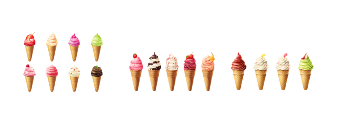 Ice cream set isolated on transparent background
