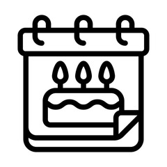 happy birthday calendar outline icon