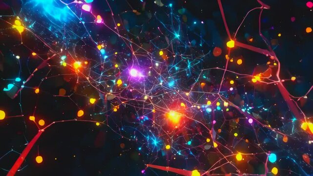 video of Complex interconnections within a computer network, characterized by information chaos