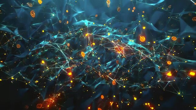 video of Complex interconnections within a computer network, characterized by information chaos