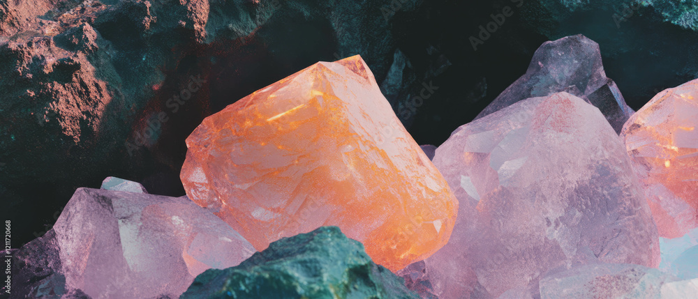 Aufkleber exploring the diverse textures and colors of igneous rock and crystalline formations