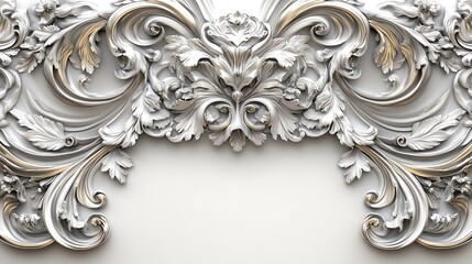 Elegant silver and gold ornate floral design element