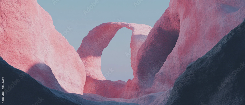 Aufkleber exploring impossible shapes and paradoxical structures in a surreal landscape
