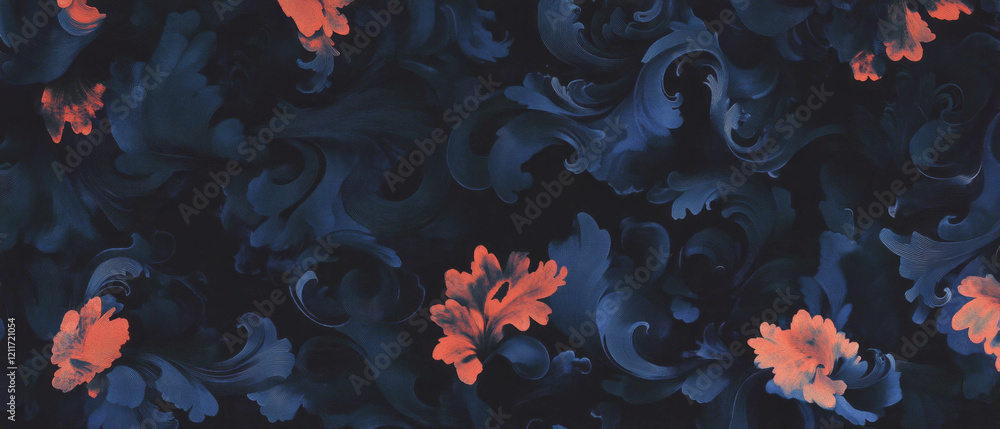 Aufkleber exploration of intricate, swirling patterns and vibrant motifs on a dark background