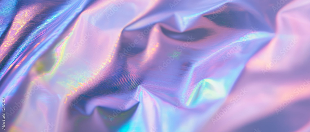 Aufkleber shimmering iridescent aluminum texture with shifting colors in soft folds and curves