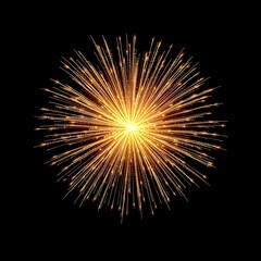 A beautiful display of golden fireworks exploding in the night sky, perfect for festivals and celebrations