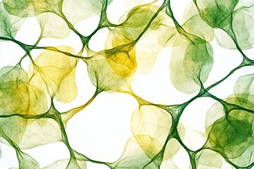 An intricate network of green and yellow vein-like lines, resembling biological or neural structures