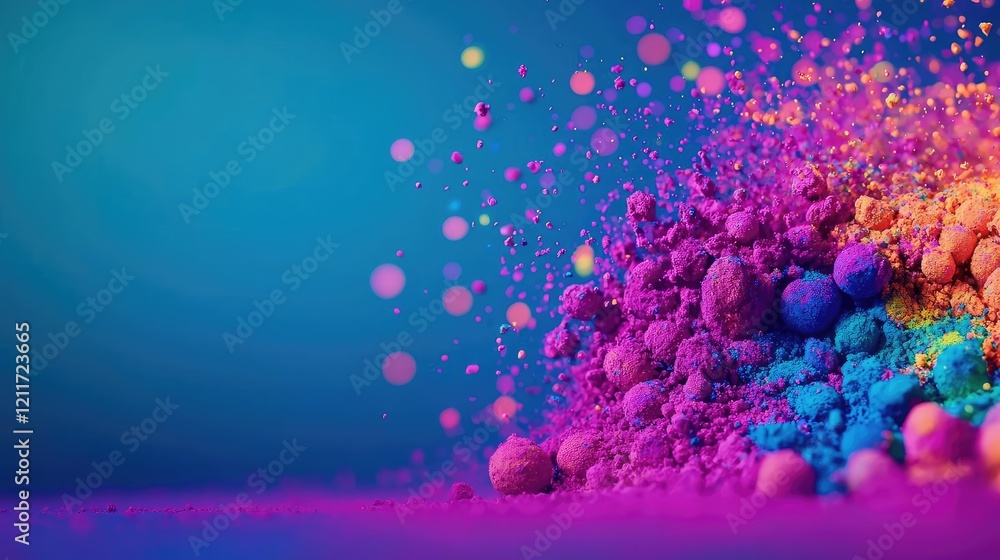 Aufkleber rainbow holi concept. vibrant colorful powder explosion creating a dynamic abstract effect.