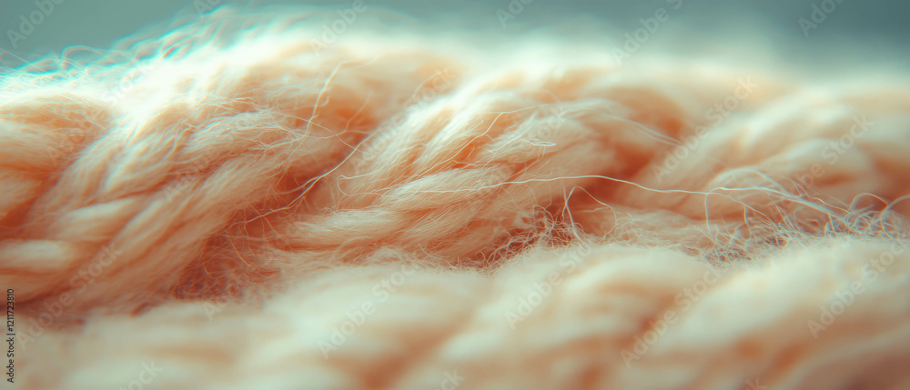 Poster Close-up view of interwoven knitted wool showing soft texture and intricate details