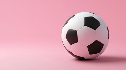 Naklejka premium 3D soccer ball design on a pink background, abstract minimalist render. 