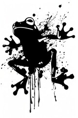 Obraz premium Frog graffiti silhouette, wild animal grunge icon, spray wall art symbol, grafitti tag isolated