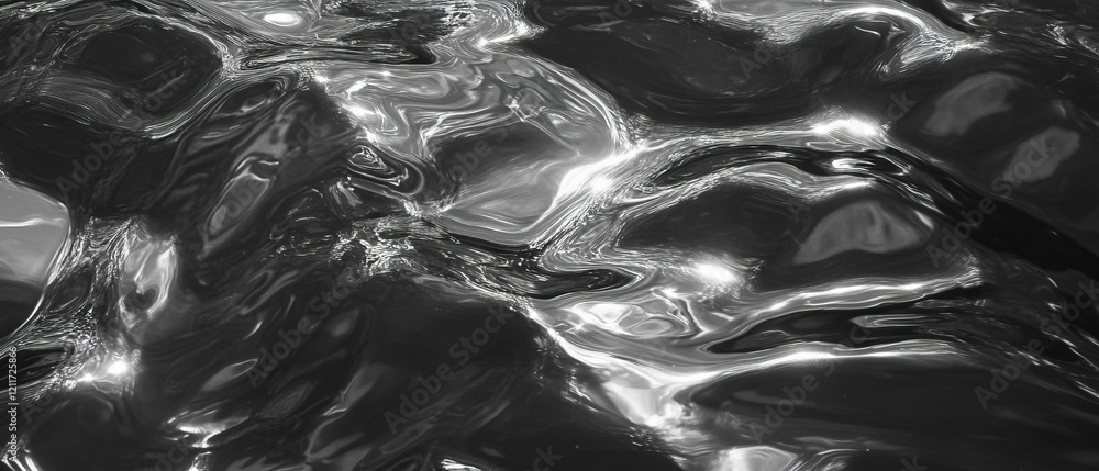 Poster Captivating flow and sheen of liquid metal texture reflecting light in dynamic patterns