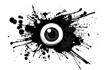 Eye silhouette, notes grunge icon, eyeballs spray wall art symbol, grafitti tag isolated