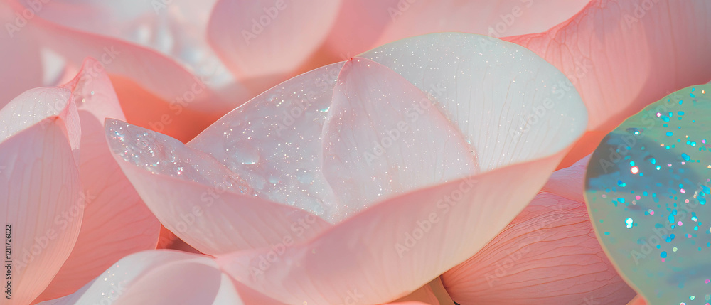 Poster intricate beauty of delicate lotus petals with smooth texture and shimmering colors